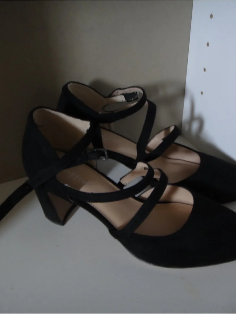 Xappeal Black Strappy Pointed-Toe Heels